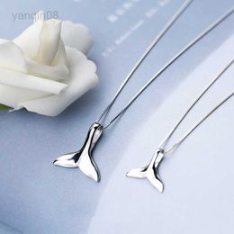 Pendant Necklaces MloveAcc 925 Sterling Silver Ocean Sea Fish Whale's Tail Mermaid Pendant Necklaces for Women Silver Jewellery Girl Gift HKD230712