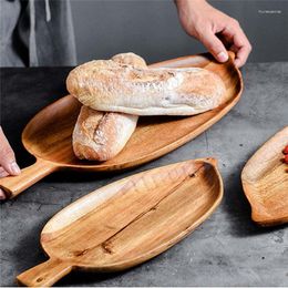 Plates 1Pc Creative Leaf Shape Wooden Storage Plate Kitchen Bread Saucer Dinner Tray Tableware