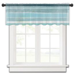Curtain Nordic Style Stripes Turquoise Kitchen Small Tulle Sheer Short Bedroom Living Room Home Decor Voile Drapes