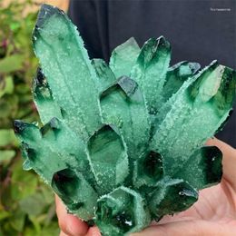 Decorative Figurines Natural Green Transparent Crystal Cluster Stone Ore Demagnetization Purification Healing Energy Decoration