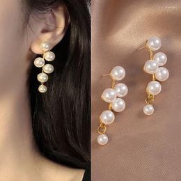 Dangle Earrings Vintage Trendy Simulated Pearl Tassel Drop For Women Fashion Baroque Irregular Geometric Bowkont Gold Color Earing 2023