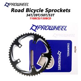 Bike Freewheels Chainwheels PROWHEEL 34T39T50T53T Chainwheel Road Bicycle Sprockets 110BCD 130BCD Crankset Chainring 91011 Speed Bike Tooth plate Parts 230712