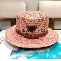 Wide Brim Hats Bucket Hats Women Wide Brim Hat Straw Bucket Hat Triangle Designers Caps Hats Womens Fashion Beach Cap Bonnet Beanie Casquette x0712