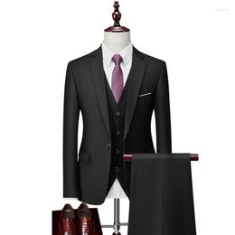 Men's Suits High Quality Men Suit Set Blazers Business 3 Pieces Formal Vest Pants Full Coats 2023 Wedding Elegant Upgrading Materials