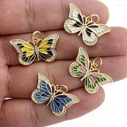 Pendant Necklaces 2023 Bohemia Vintage Butterfly Necklace Charm Colourful Enamel Inset Zircon Jewellery Cute Accessories For Women