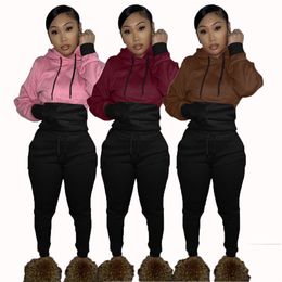 Designer Jogger Suits Women Fall Winter Tracksuits Plus size 4XL Outfits Hooded Hoodie and PantsTwo Piece Sets Casual patchwork Sweatsuits Wholesale Clothes 6450