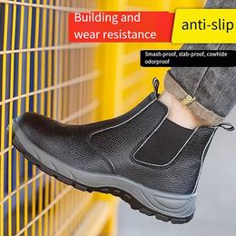 Labour protection shoes men's anti-smashing and anti-stabbing steel baotou refractory flower welder shoes site work four seasons wholesale