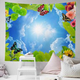 Tapestries Beautiful Blue Sky And White Jungle Combination Of Spectacular Scenery Background Tapestry Home Decoration Wall Cloth