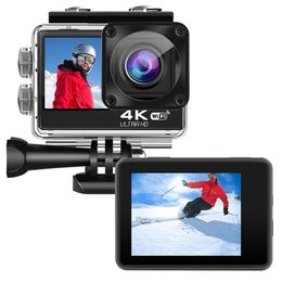Actionkamera 4K 30FPS 1080P Sportkameror 2.0 Touch LCD 4X EIS Dual Screen WiFi Vattentät Fjärrkontroll Webbkamera Videoinspelare