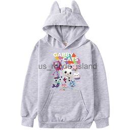 Jackets Hoodies Autumn Cute Gabbys Doll House Cartoon Kawaii Kids Hooded Hoodies Baby Boys Girls Cotton Sweatshirts Children Pullover Clothes L23121