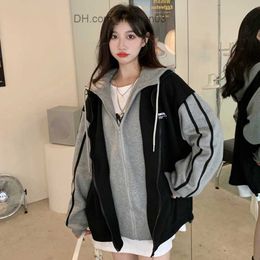 Women's Hoodies Sweatshirts Women's fake Hoodie with hat Two thick winter student patches all match K-pop aesthetic sports Warm fashion S-5XL leisure Z230712