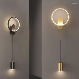 Wall Lamp Minimalist LED Round Modern Black Gold Walls Decorative Light For Bedroom Bedside Living Rooms Corridor Lights Lustre