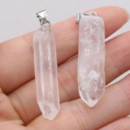 Charms Natural Semi-precious Stone Clear Quartz Pendant 8x40-10x45mm For DIY Jewellery Making Necklace Earrings Gift