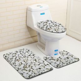 Bath Mats Anti Slip Bath Mats Bathroom Carpet Bathroom 3D Stone Printing Non-Slip Bath Rug Doormats Toilet Rug Bathroom Products 230711