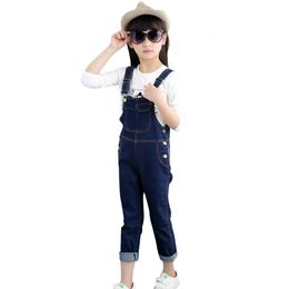 Rompers Girls Denim Overalls Autumn Winter Children Clothing Casual Kids Suspender Trousers Solid Jumpsuit Teenage Jeans 230711