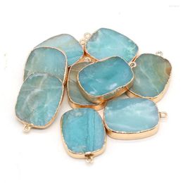 Pendant Necklaces Natural Agates Stone Charms Blue Amazonites For Women DIY Jewellery Necklace Bracelets Making 20x30mm