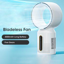 Other Home Garden 3000mAh Bladeless Tower Fan 5 Speed Desk Floor Standing Fan Table Fans USB Rechargeable For Baby Mute Fan Cooler Air Conditioner 230711