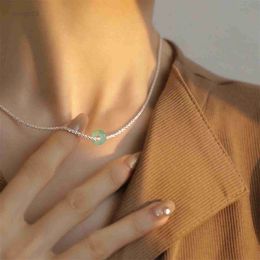 Pendant Necklaces VENTFILLE 925 Sterling Silver Hotan Jade Pink Crystal Necklace for Women Girl Shiny Vintage Jewelry Girls' Gift Dropshipping HKD230712