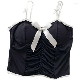 Women's Tanks Short Summer Wear With Chest Pad Korean Tube Top Bow Camisole Women