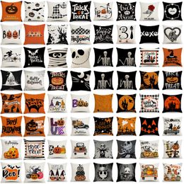 Happy Halloween Throw Pillow Case New Designed Pumpkin Ghost Trick or Treat Pillow Cases Decorations Cushion Cover