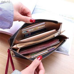 New Fashion Women Office Lady PU Leather Long Purse Clutch Zipper Business Wallet Bag Card Holder Big Capacity Wallet L230704