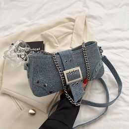 Evening Bags Luxury Designer Jeans Women Vintage Denim Sling Underarm Shopper Bag 2023 Ladies Brand Shoulder Crossbody Femme