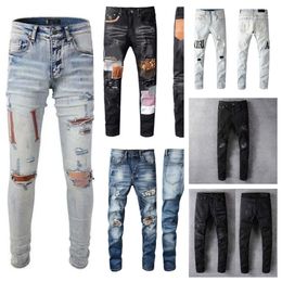 Designer Ksubi Stacked Jeans Men Distressed Ripped Skinny Cowboy Pant Jeans Rock Revival Trousers Straight Letter Hip Hop Cool Fashion Style