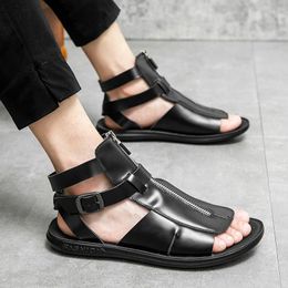 Marke für EW Sandalen Mode Männer Sommer Retro männer Flache Beiläufige Strand Männliche Römische Schuhe Stiefel Leder Hohe Qualität dm-69 25655 's