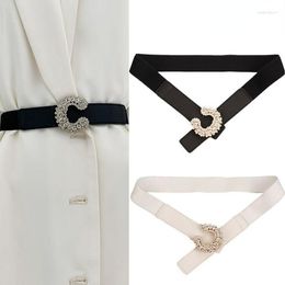 Belts 2023 Arrival Ladies Fashion Diamond C Buckle Elastic Waist Belt Dress Access Leather Women Matching