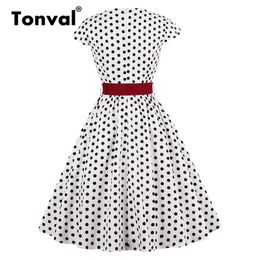 Swimwear Tonval Retro Rockabilly Plaid Tunic Dress Women Cap Sleeve 50s Vintage Gingham Dress Summer Belted Cotton Elegant Dresses