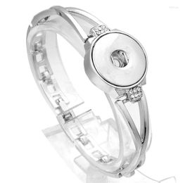 Charm Bracelets Snap Jewellery Bracelet Rhinestone DIY Charms Bracelet&Bangles Fit 18mm Snaps Silver Colour For Women ZE367