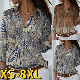 Women's Blouses Shirts Office Lady Turn-down Collar Slim Single Breasted Blouses Print Button Shirts Spring Autumn Hot Selling Fashion Women Shirt 2023 L230712
