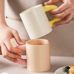 Mugs 320ML Thick Handle Large Ceramic Espresso Mug for Tea Solid Colour Porcelain Milk Coffee Cups Home Drinkware Juice Water Tumbler R230712
