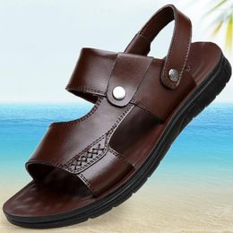 Sandals Men's Summer Casual Beach Shoes Leather Fashion Breathable Tide Mens Roman