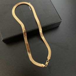 Pendant Necklaces 7MM Gold Color Snake Flat Herringbone Necklace For Women Men 18inch/20inch/22inch/24inch/26inch/28inch/30inch HKD230712