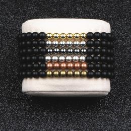 Charm Bracelets Gothic Vintage Bracelet 6mm Round Matte Stone Braid Copper Beads Viking Classic Style Pulseras For Men Women Jewelry
