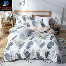 Bedding sets Tropical Palm Leaves Printed Sets Duvet Cover Set 4pcs bed set Single sheet QueenKing Bedlinen white Bedclothes 230711