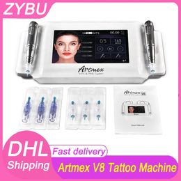 Salon Use Microneedling 2 in 1 Permanent Makeup Tattoo Machine Beauty Equipment Double Digital Touch Screen Eyebrow Lipline MTS PMU Artmex V8 Derma pen