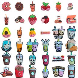 Shoe Parts Accessories Donut Charms For Clog Jibbitz Bubble Slides Sandals Drink Food Pvc Decorations Christmas Birthday Gift Party Otasw