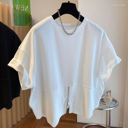 Women's T Shirts SuperAen 2023 Design Hem Zipper Split T-shirt Women Short Sleeve Loose Casual Batwing Tshirts