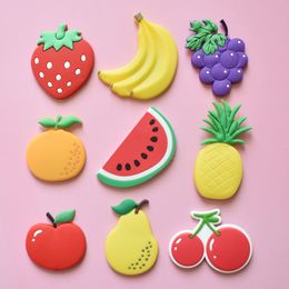 Fridge Magnets 9Pcs Set Creative Magnet for Children Simulated Fruits Learning Toys PVC Cartoon Magnetic The Refrigerator 230711