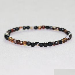 Beaded Mg0043 Wholesale Natural Brown Agate Bracelet 4 Mm Mini Gemstone Energy Womens Mala Yoga Jewellery Drop Delivery Bracelets Dhek8