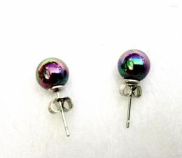 Stud Earrings Women Jewellery Earring 8mm 10mm 12mm 14mm 16mm Bright Black Colours Round Ball Natural Shell Pearl