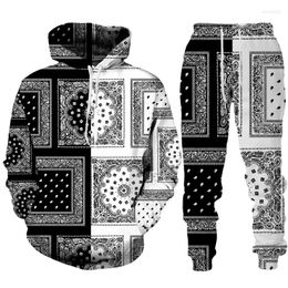 Men's Tracksuits Vintage Paisley Graphic Hoodie/Set Brand Fashion Cashew Flower Print Sweatshirts&Trousers Suit Couple Sportswear Tracksuit