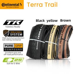 Bike Tires Continental Terra Trail 700x40C Tubeless Ready Road Bicycle Tire Black//Brown 3/180 TPI Folding Tyre Nobox Pure Grip HKD230712