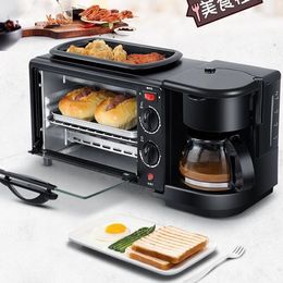 Cross border English multi-function three in one breakfast machine, coffee maker, oven, Bread machine, fried egg, barbecue and baking machine