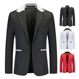 Men's Suits Stylish Suit Jacket Plus Size Men Coat One Buckle Pure Colour Slim Fit Blazer Streetwear