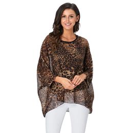 Swimwear Bhflutter 4xl 5xl 6xl Plus Size Women Blouse 2019 Sexy Off Shoulder Leopard Print Summer Tops Tees Casual Chiffon Blouses Shirts