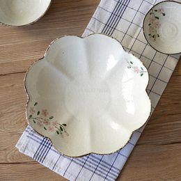 Plates Beautiful Cherry Blossom Series 9 Inch Plate Japanese High Temperature Underglaze Ceramic Tableware