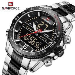 NAVIFORCE Men's Watch Top Brand Leisure Clock Dual Display Waterproof Led Luminous Sport Wristwatch Man Reloj Feminino